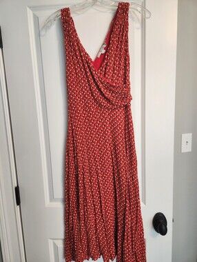 Boden 6L US Red Polka Dot Sleeveless Wrap-Style Women’s Dress